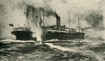 El hundimiento del SS Arabic, Primera Guerra Mundial, 19 de agosto de 1915, c1920 de Unbekannt