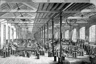 La sala de hilado en las obras de cuerda de Shadwell, c1880 de Unbekannt