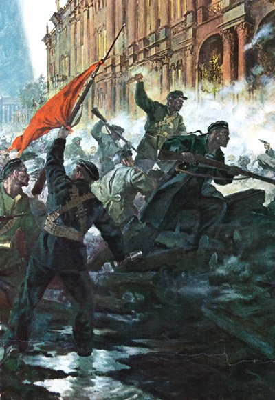 El asalto al Palacio de Invierno, San Petersburgo, Revolución Rusa, octubre de 1917 de Unbekannt