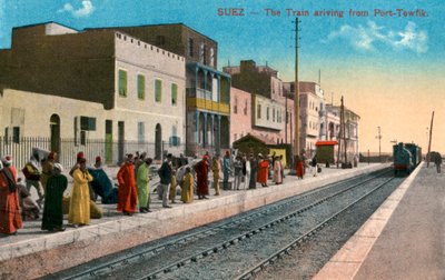 El tren llegando desde Port Tewfik, Suez, Egipto, siglo XX de Unbekannt