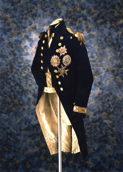 El uniforme que el Almirante Lord Nelson llevaba cuando fue asesinado en la Batalla de Trafalgar, 1805 de Unbekannt