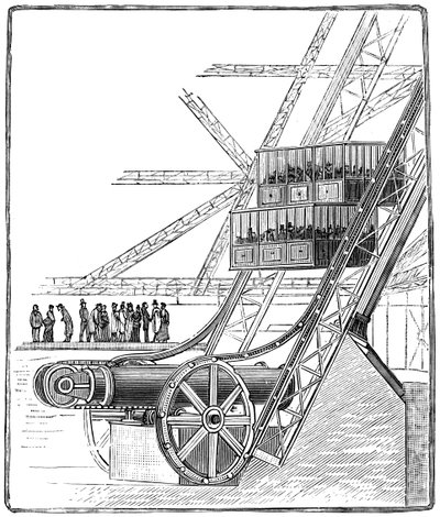 El pozo del ascensor Roux Combaluzier, Torre Eiffel, París, 1889 de Unbekannt