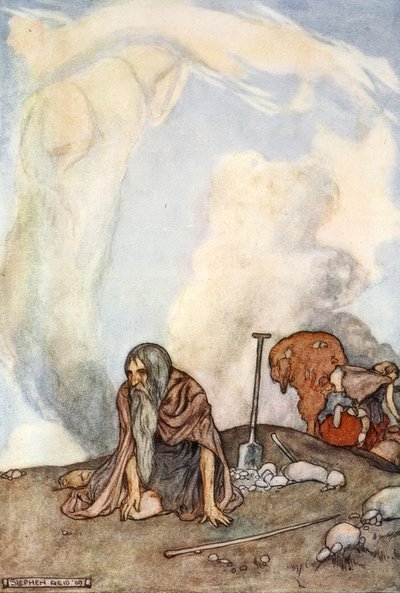 El corcel blanco había desaparecido de sus ojos como una corona de niebla, c1910 de Unbekannt