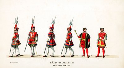 Diseños de vestuario teatral para la obra de Shakespeare, Enrique VIII, siglo XIX de Unbekannt