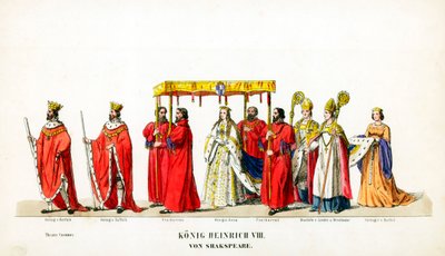 Diseños de vestuario teatral para la obra de Shakespeare, Enrique VIII, siglo XIX de Unbekannt