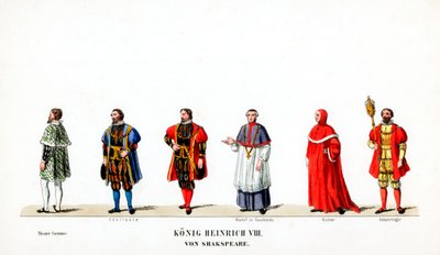 Diseños de vestuario teatral para la obra de Shakespeare, Enrique VIII, siglo XIX de Unbekannt