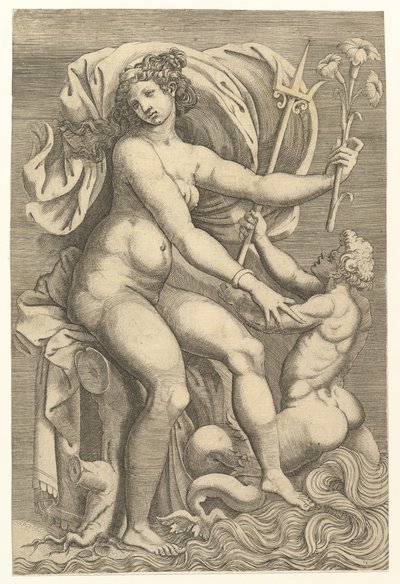 Tetis Sentada con un Tritón, siglo XVI de Unbekannt