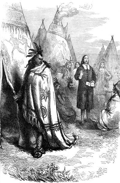 Thomas Mayhew y el sachem Narragansett, siglo XVII c1880 de Unbekannt