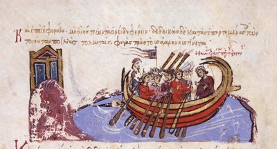 Tomás el Eslavo huye a los árabes Miniatura del Skylitzes de Madrid de Unbekannt