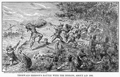 La batalla de Thorwald Erikson con los indios, alrededor del año 1003, 1877 de Unbekannt