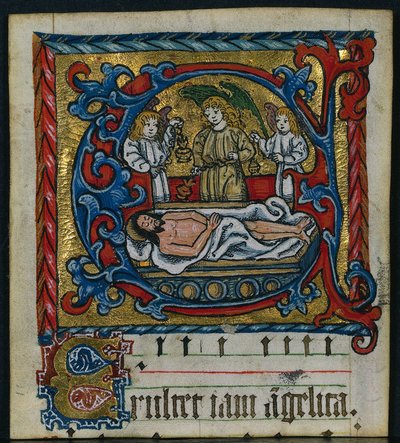 Tres recortes de un misal: Inicial E con los ángeles del entierro, c. 1470-1500 de Unbekannt