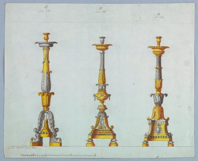Tres diseños para candelabros de Unbekannt