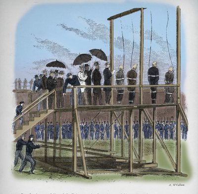 Tres hombres y una mujer ahorcados por el asesinato de Lincoln, c1865, 1938 de Unbekannt