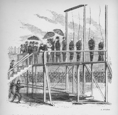 Tres hombres y una mujer ahorcados por el asesinato de Lincoln, c1865, 1938 de Unbekannt