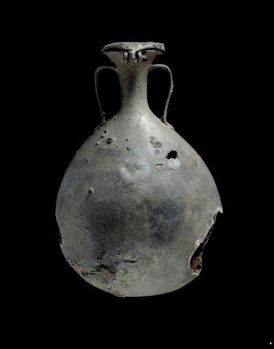Frasco de aleación de estaño y plomo con tapa, XVIII Dinastía c1540 a.C.-c1292 a.C. de Unbekannt