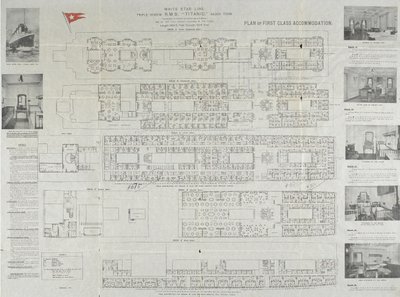 Plano de la cubierta de primera clase del Titanic, 1911 de Unbekannt