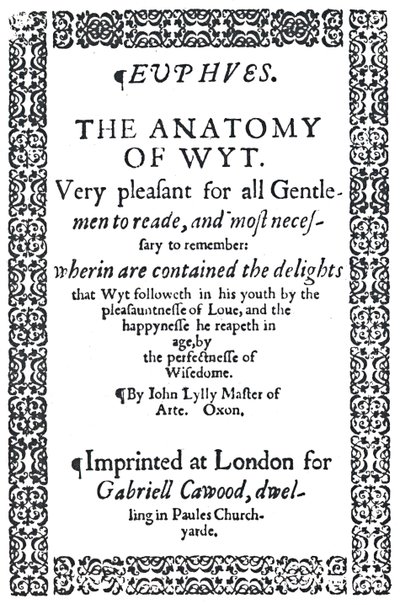 Portada de Euphues o La anatomía del ingenio de John Lyly, Primera Edición, 1579 de Unbekannt