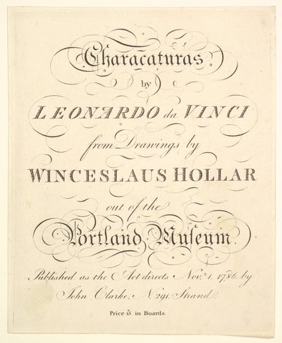 Página de Título: Caricaturas de Leonardo da Vinci, de Dibujos de Wincelslaus Hollar de Unbekannt