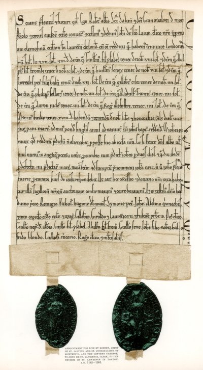 Escritura de propiedad de los terrenos alrededor del Guildhall, Ciudad de Londres, c1182-1201, 1886 de Unbekannt
