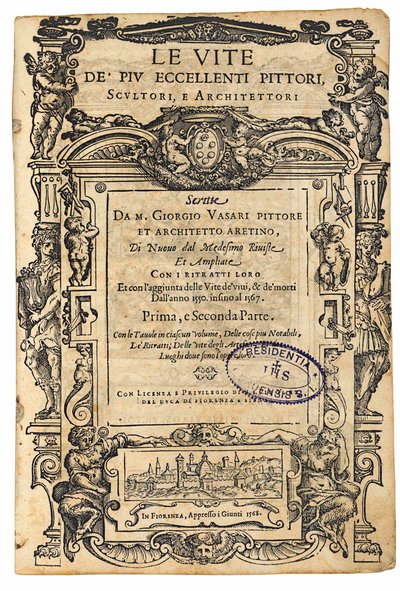 Página de título de: Giorgio Vasari, Las vidas de los más excelentes pintores italianos..., 1568 de Unbekannt