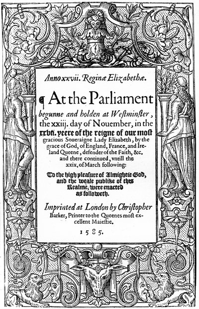 Página de título de Actos del Parlamento, 1585, 1893 de Unbekannt