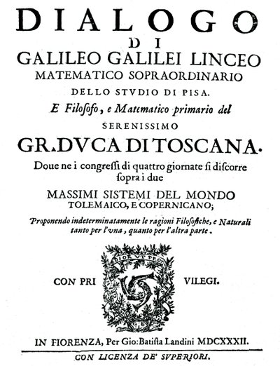 Página de título de Dialogo, por Galileo, 1632 de Unbekannt
