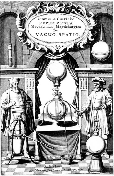 Página de título de Experimenta Nova, ut vocant, Magdeburgica, de vacuo Spatio, Ámsterdam, 1672 de Unbekannt