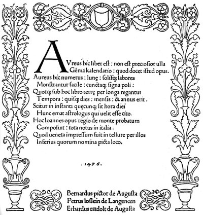 Página de título de Kalendarium por Regiomontanus, 1476, 1893 de Unbekannt
