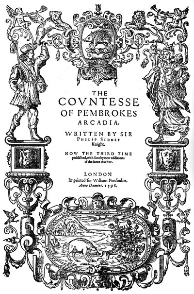 Página de título de La Arcadia de la Condesa de Pembroke por Sir Philip Sidney, tercera edición, 1598 1893 de Unbekannt