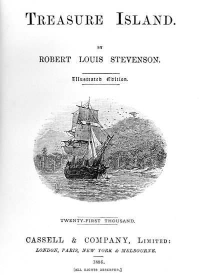 Página de título de La isla del tesoro de Robert Louis Stevenson, 1886 de Unbekannt