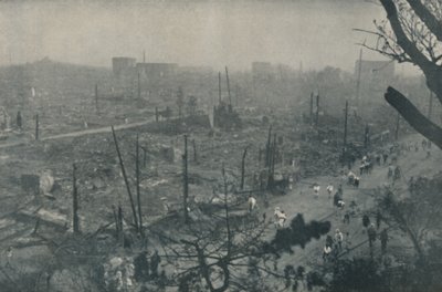 Llanura humeante de escombros y cenizas de Tokio, c. 1935 de Unbekannt