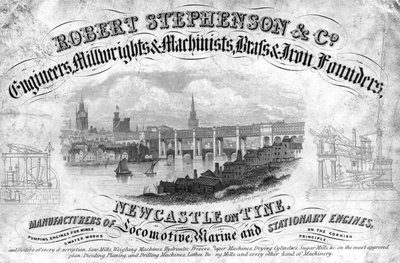 Tarjeta comercial de Robert Stephenson & Company, ingeniero inglés, c 1800s de Unbekannt