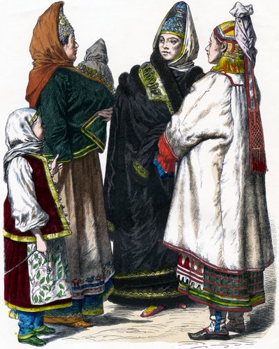Traje tradicional ruso, c1850 de Unbekannt