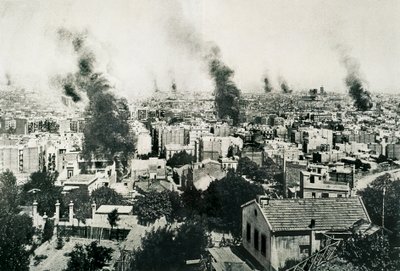 Semana Trágica 1909, Incendio de conventos. Imagen publicada en la revista "La Actualidad". Barcelona, España de Unbekannt
