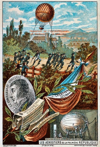 Transporte del globo Entreprenant de Mauberge a Charleroi, 1794 1890s de Unbekannt