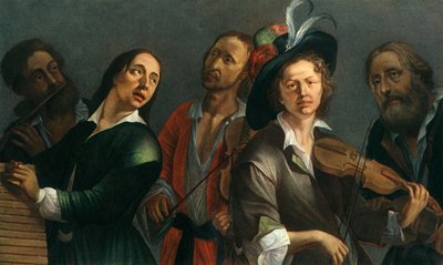 Flauta transversal, xilófono, viola y violín, pintor checo desconocido de la segunda mitad del siglo XVII de Unbekannt
