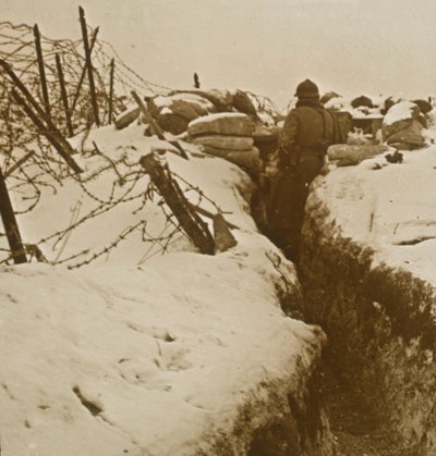 Trincheras en la nieve, Alsacia, este de Francia, c1914-c1918 de Unbekannt