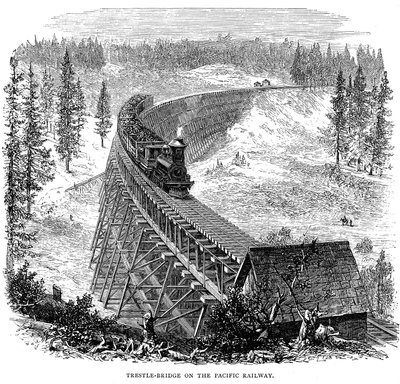 Puente de caballete en el ferrocarril Union Pacific, EE.UU., 1876 de Unbekannt