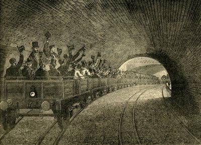 Viaje de prueba en el ferrocarril subterráneo, 1863, c1876 de Unbekannt