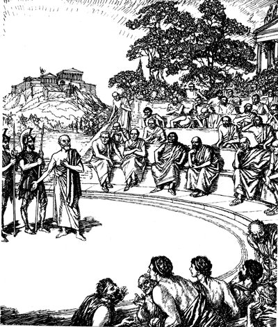 Juicio de Sócrates, filósofo griego antiguo, 399 a.C., siglo XIX de Unbekannt