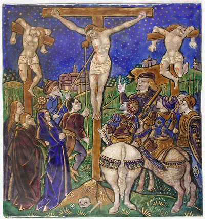 Panel de tríptico con la Crucifixión, francés, principios del siglo XVI de Unbekannt