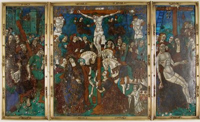 Tríptico con El camino al Calvario, Crucifixión y Descendimiento de la cruz, francés de Unbekannt