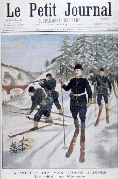 Tropas en esquís en maniobras alpinas, Noruega, 1902 de Unbekannt