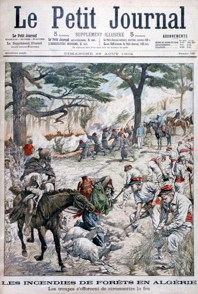 Tropas tratando de contener un incendio forestal, Argelia, 1904 de Unbekannt