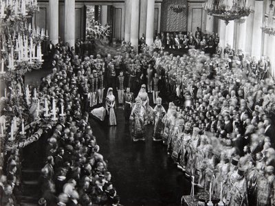 Zar Nicolás II en la ceremonia de apertura de la primera Duma, San Petersburgo, Rusia, 1906 de Unbekannt