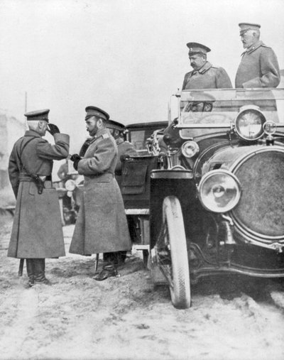 El Zar Nicolás II visitando el frente ruso, mayo 1915 de Unbekannt