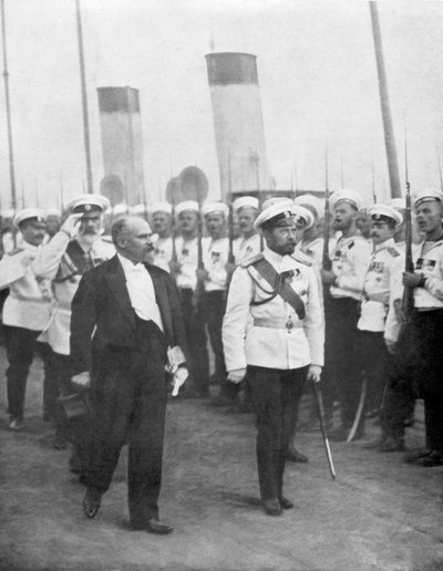 Zar Nicolás II con el presidente francés Raymond Poincaré, 1914 de Unbekannt