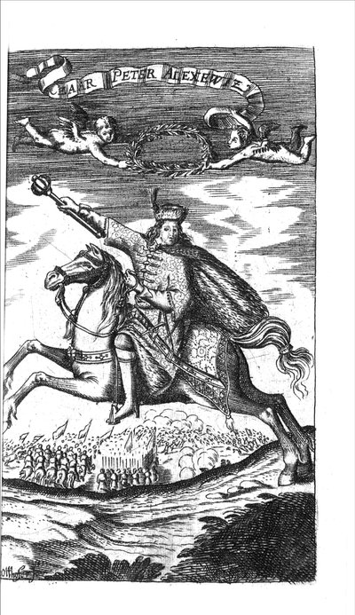 Zar Pedro I Alexeyevich de Georg Adam Schleissing Derer beyden Czaaren in Reussland Iwan und Peter Alexewiz, 1693 de Unbekannt