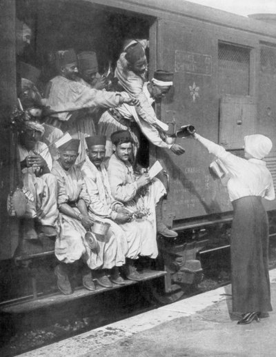 Fusileros turcos en ruta al frente en tren, 1914 de Unbekannt