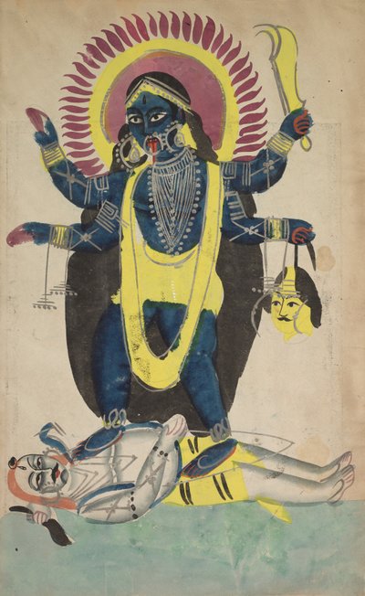 Dos Aspectos de Kali: Kali Bailando sobre Shiva, c. 1880 - 1890 de Unbekannt